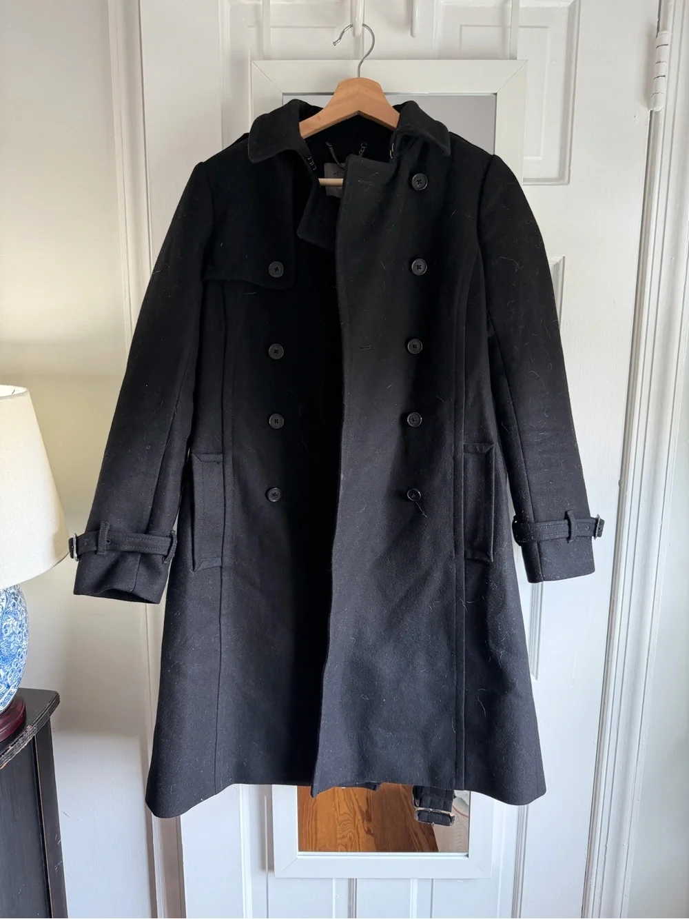 Jcrew Cashmere Wool Blend Black Double-Breasted Wool Coat